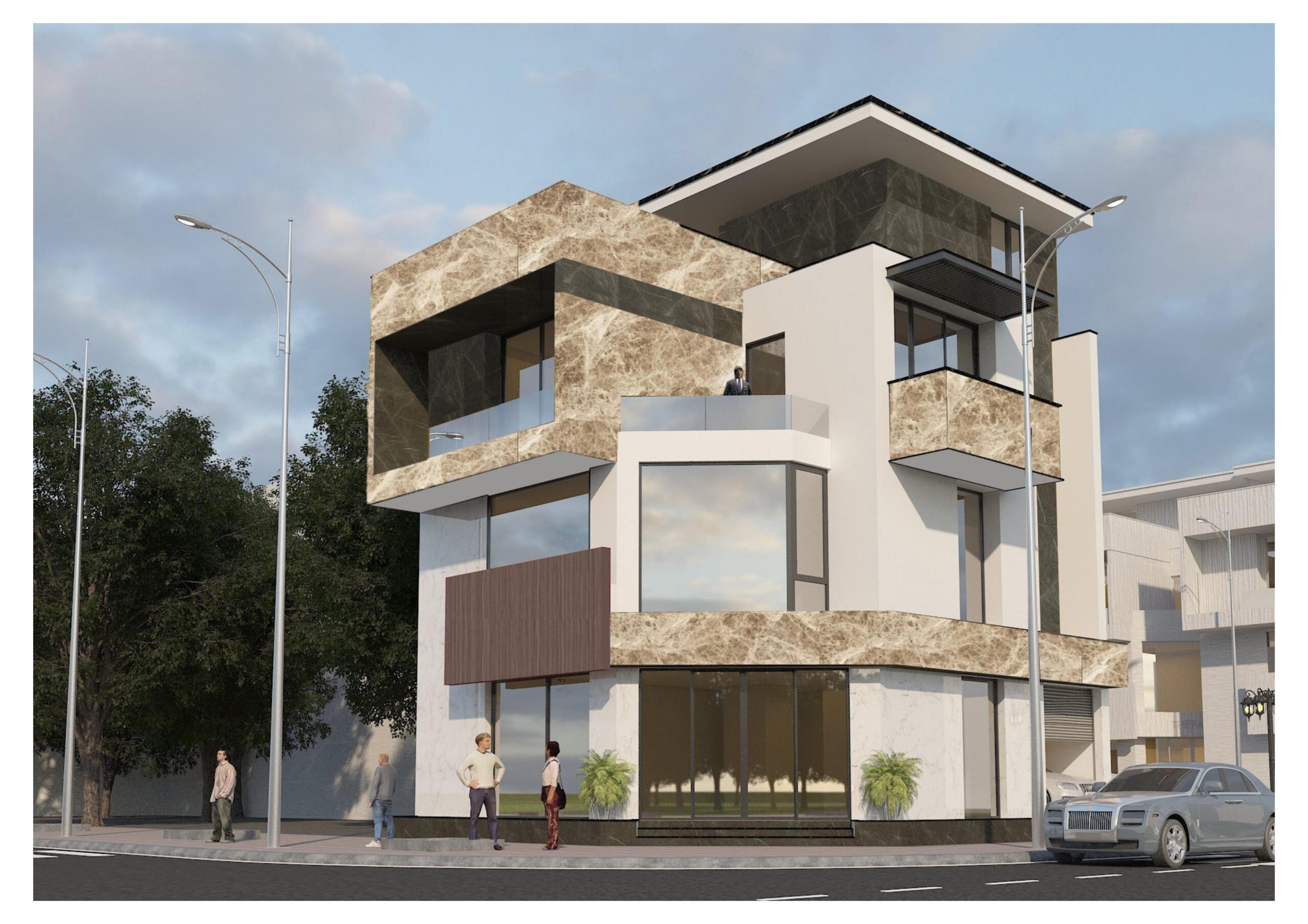 gạch ốp tường mặt tiền