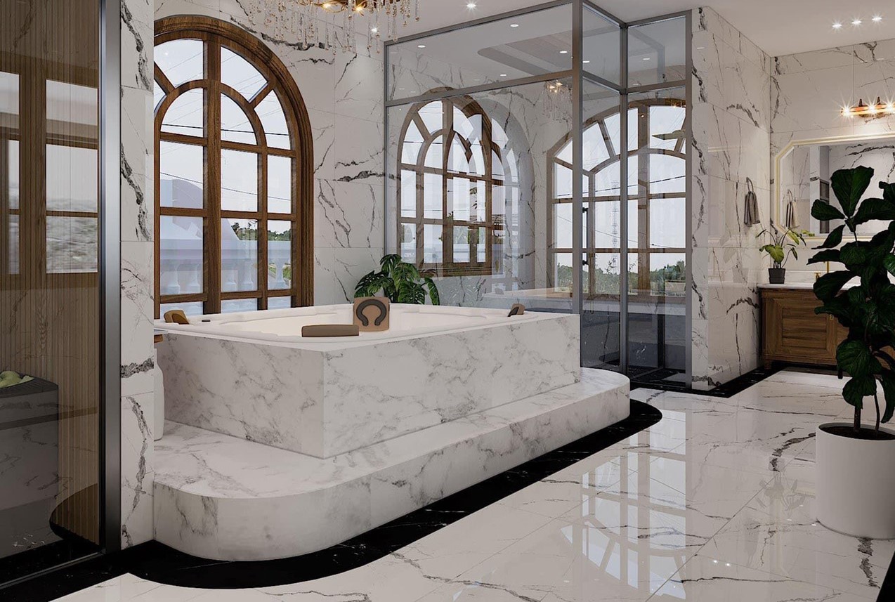 Gạch ốp lát nhà tắm vân đá marble